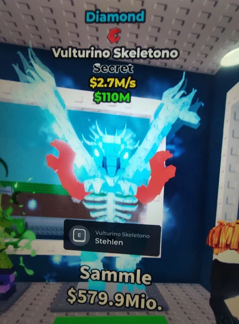 STEAL A BRAINROT SAB Secret Vulturino Skeletono 1 Mutation Diamond 2.7 ...