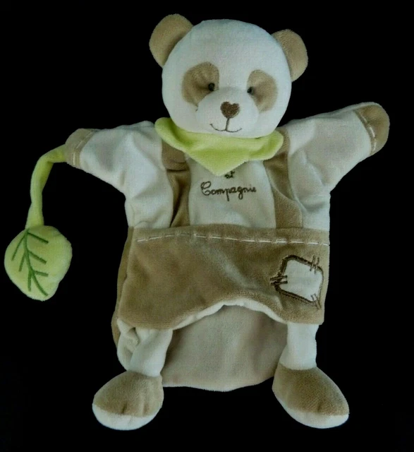 * Doudou Et Compagnie Marionnette Panda Ours Blanc Marron Feuille Grelot - Ttbe