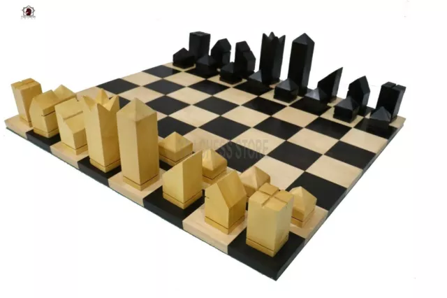Combo Wooden Chess Set- Modern Pyramid Style Wooden Chess Set Pieces Only