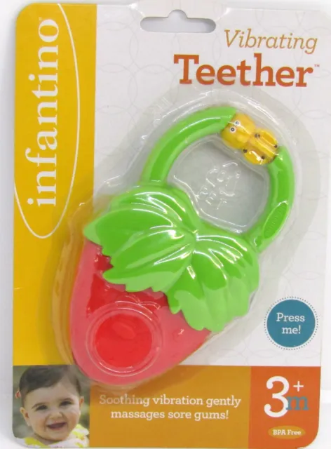 INFANTINO Vibrating Baby Teether BPA Free Strawberry 3m+.