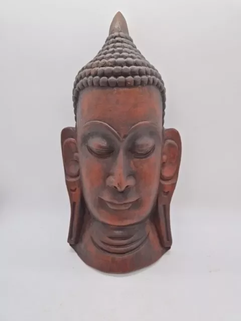 Hand Carved Wooden Buddha Head Wall Art Plaque Wall Hanging Spiritual