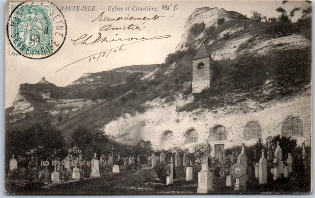 95 HAUTE ISLE - l'eglise et le cimetiere.