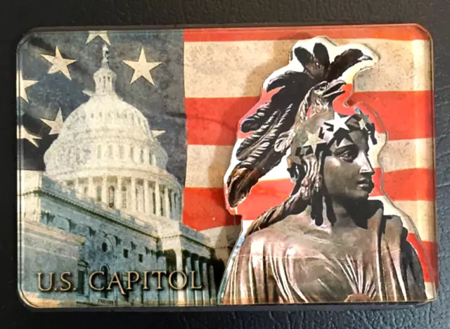 US Capitol Washington DC 3D Acrylic Magnet Statue Dome Vacation Souvenir