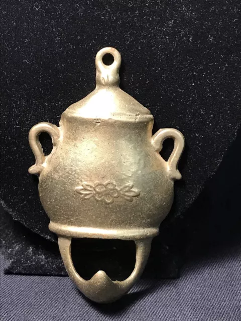 Brass Sugar Bowl Wall Hook Metal Mount Decorative Ornate Hanger 3" Vintage