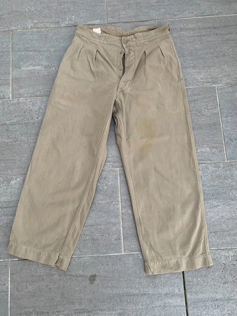 Pantalon Cargo Vintage Années 80/90 - Taille Unique - Ivoire - Taille Ajustable - Homme