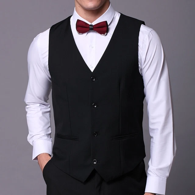 Uomo Formale Abito Gilet Slim Business Casual Panciotto Scollo A V Tasto Canotta