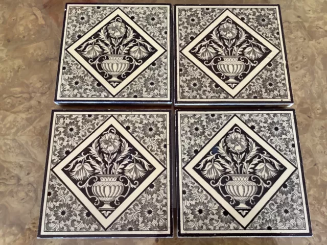 Mintons Aesthetic Movement Tiles Circa 1882 Arts & Crafts style flower design