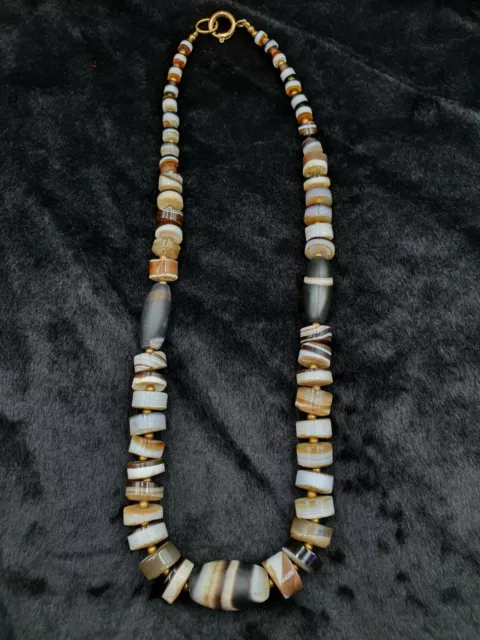 Ancient Sulemani Old Banded Agate Unique Found Beautiful Necklace 3