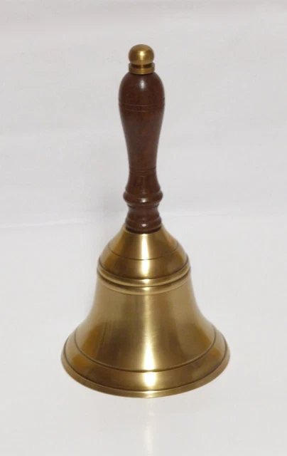 TISCHGLOCKE HANDGLOCKE MESSING-ANTIK 17 cm hoch m. Holzgriff - 2. Wahl SONDERPRE