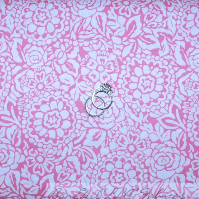 BonEful Fabric FQ Cotton Quilt Pink White Rose Flower Garden Victorian Girl Lace
