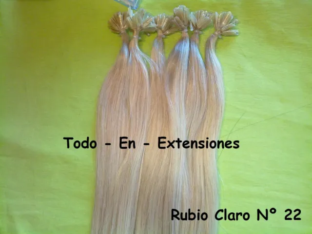 50 Extensiones de queratina cabelllo natural, remy, 60 CM, RUBIO CLARO Nº 22