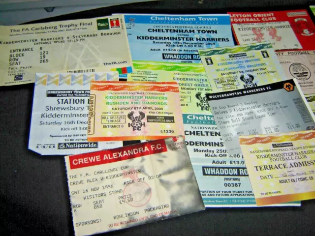 Collection Of Twenty Seven Used Kidderminster Harriers Football Tickets