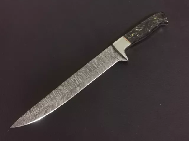 12" Custom Hand Made Damascus Steel Fillet Knife Resin Handle W/Sheath 8367