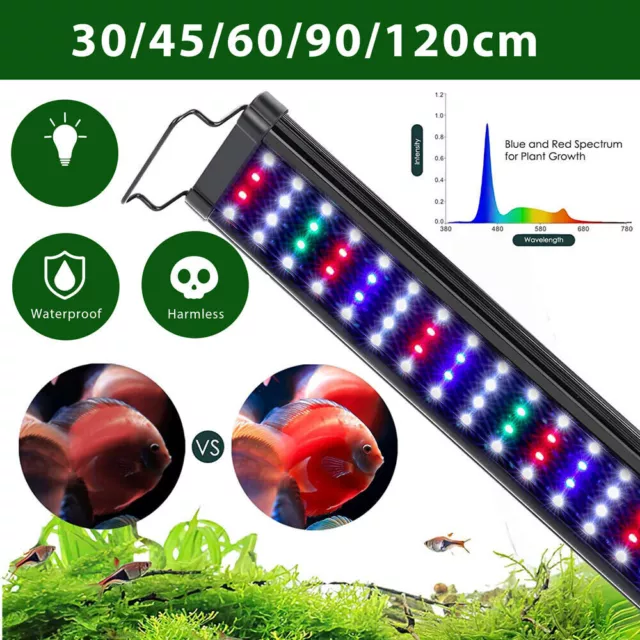 30-120CM Aquarium Light Lighting Full Spectrum Aqua Plant Fish Tank Bar LED Lamp