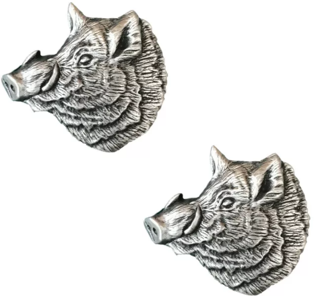 2X Wild Jabalí Cabeza Hecho a Mano De Peltre Inglés Pin Badges-HIN-1515