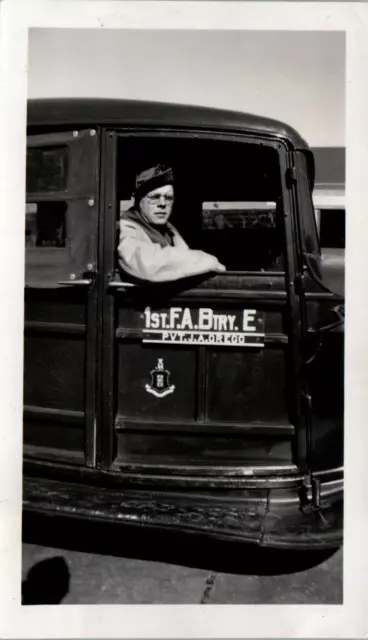 Vintage Photo 1st Field Artillery Regiment Battery E Pvt. JA Gregg WW2 Truck