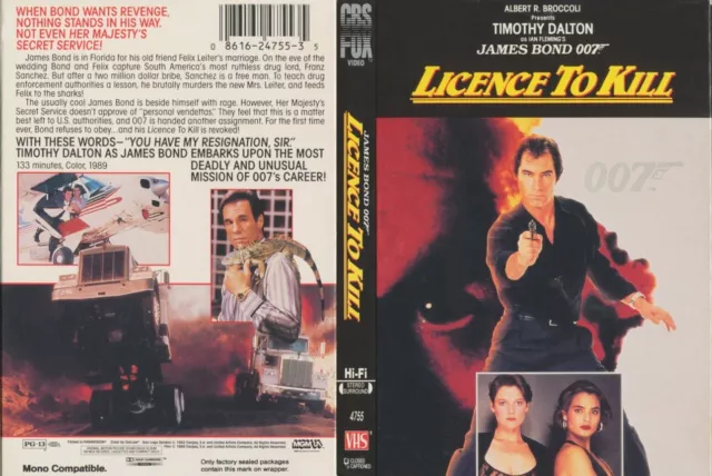 License to Kill CUSTOM Cover Like VHS W/ Empty DVD Case (No Discs) PLEASE READ