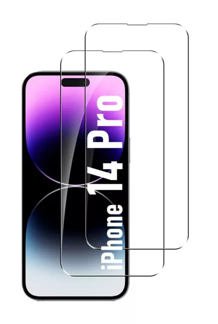 2x iPhone 14 Pro Panzerfolie Schutzglas Tempered Glass 9H Hart Displayfolie