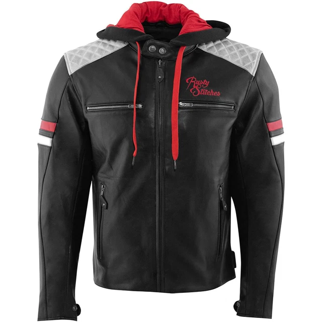 Rusty Stitches Herren Motorrad Jacke Gr. 4XL Jari Hooded V2 Retro Leder Hoodie