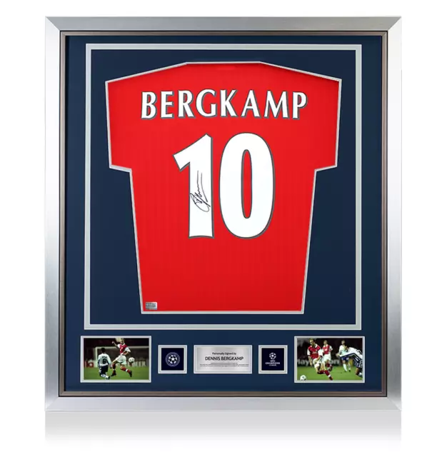 Dennis Bergkamp Official UEFA Champions League Back Signed and Framed Arsenal Ic