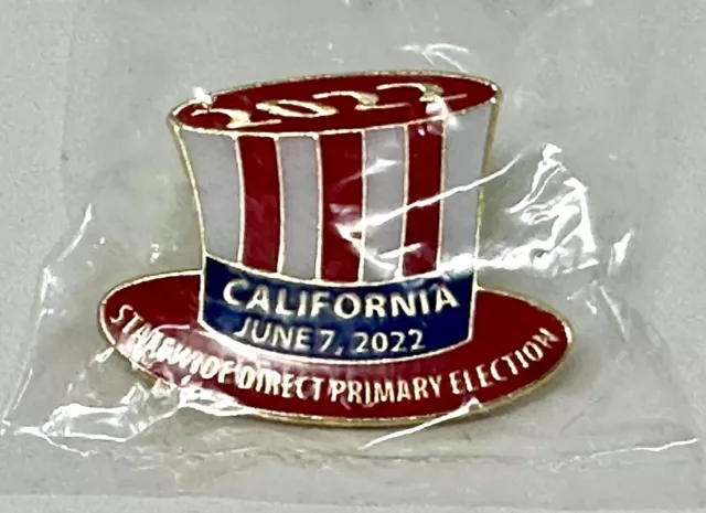 New 7 JUN 2022 California Statewide Direct Primary Election Lapel Hat Pin Button