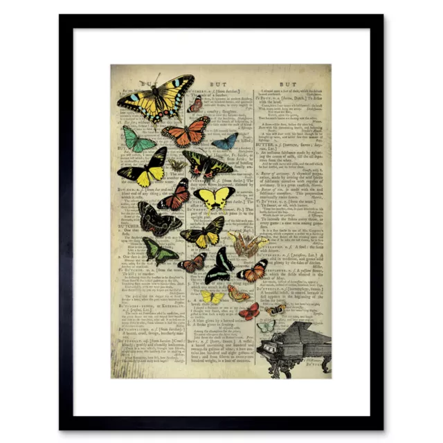 Upcycle Butterfly Explosion Piano Framed Wall Art Print 12X16 In