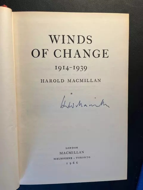 Harold Macmillan - Former Prime Minister - Winds Of Change Signed Book