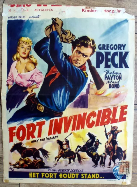 belgian poster western ONLY THE VALIANT, GREGORY PECK, WARD BOND, INDIENS