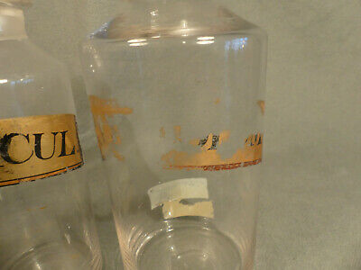 3 antike Apotheker Gläser Flaschen Borax P.Foenicul Höhe ca. 23 cm 5