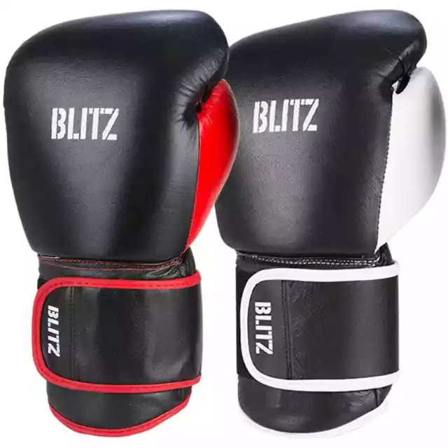 Blitz Real Leather Boxing Gloves - Kickboxing Muay thai Martial Arts