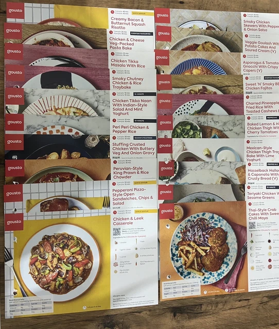 20 GOUSTO MEAL Plan Random Meal Menu Recipe Cards Meat No Duplicates 