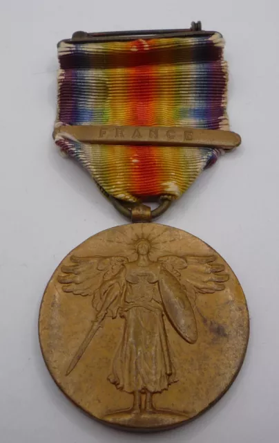 United States / Usa Ww1 Victory Medal With France Bar