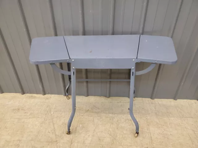 Vintage Industrial Steampunk Rolling Drop Leaf Typewriter Table Desk Metal Stand Vintage Industrial Steampunk Rolling Drop Leaf Typewriter Table Desk Metal Stand