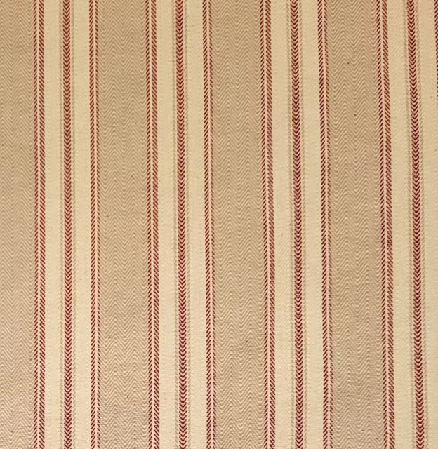 Ralph Lauren "Armagnac" Beige & Red Reversible Ticking Stripe- 5 Yards