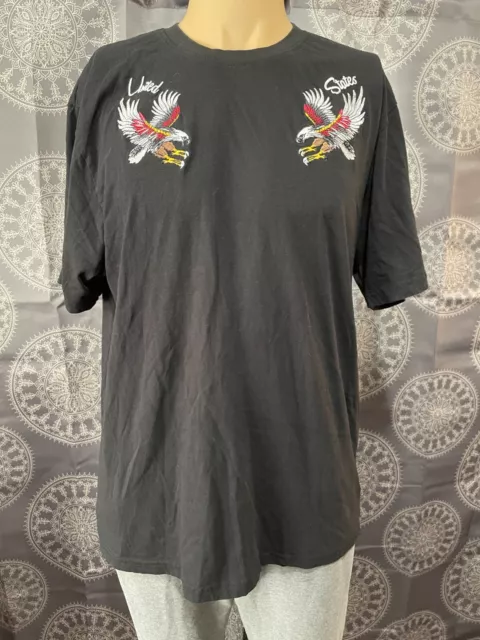 Southpole T-Shirt Men's XL Black United States Eagle Embroidered Y2K
