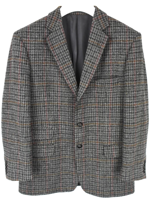 Harris Tweed Giacca Uomo ~ Grande Monopetto Lana con Motivo Foderata