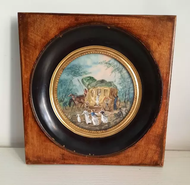 Dipinto francese in miniatura XIX sec.