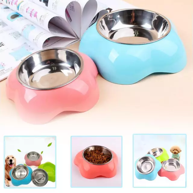 Stainless Steel Cats Dogs Puppy Kitten Pet Slow Feeder Water Flower V5E5 He V7Y2