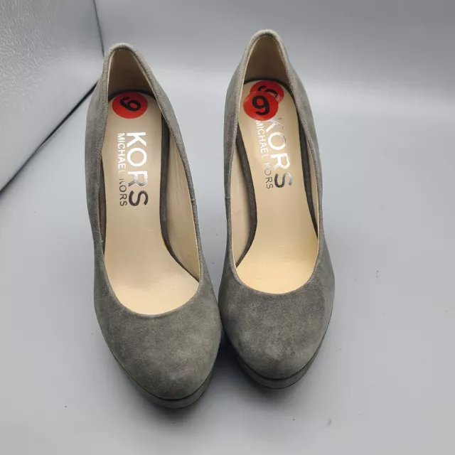 KORS MICHAEL KORS Pumps heels gray Suede Platform  4.5" stiletto Heel sz 6 new 3