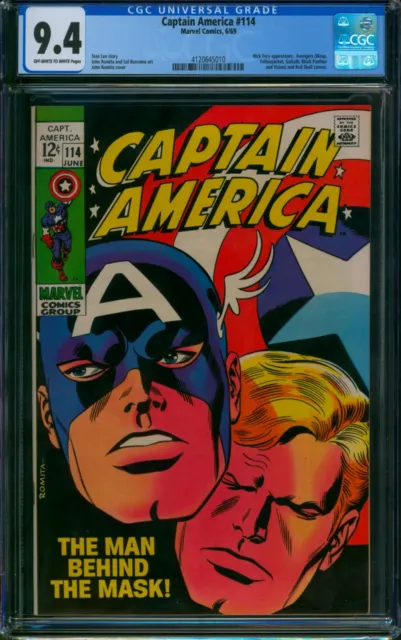 Captain America #114 ⭐ CGC 9.4 ⭐ Nick Fury App Red Skull Cameo Marvel Comic 1969