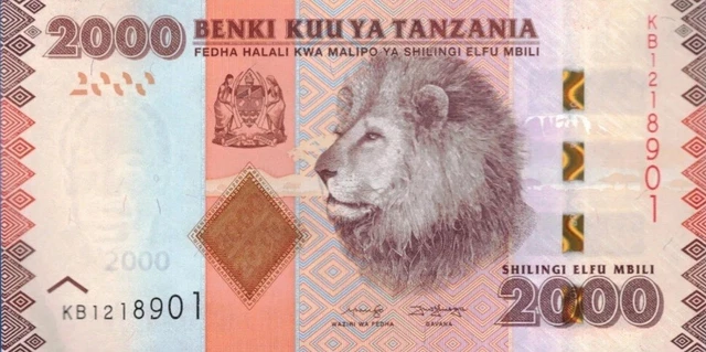 Tanzania 2000 shillings ND 2020 Circulated Banknote. Single Tanzanian Bill