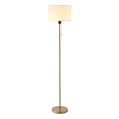 O’Bright Ted - Drum Shade Standing Lamp, Pull Chain Switch, E26 Antique Brass
