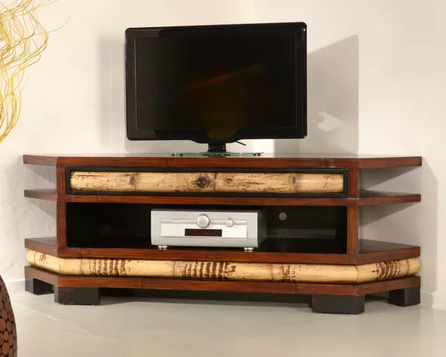 Bambus TV Kommode Eco Möbel Schrank Tisch Wohnzimmer Fernsehschrank Lowboard Eck