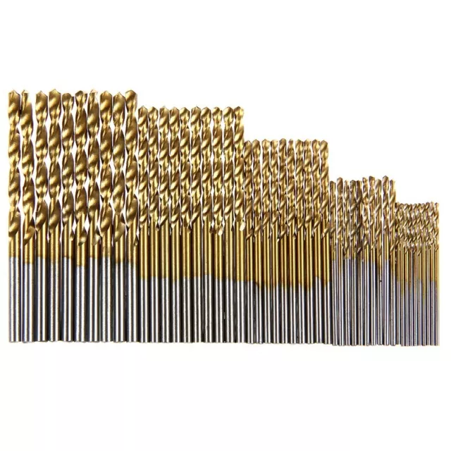 50Pcs Petit Grand Revêtement Titane HSS Jeu de Forets Bois Plastique Métal 1-3mm