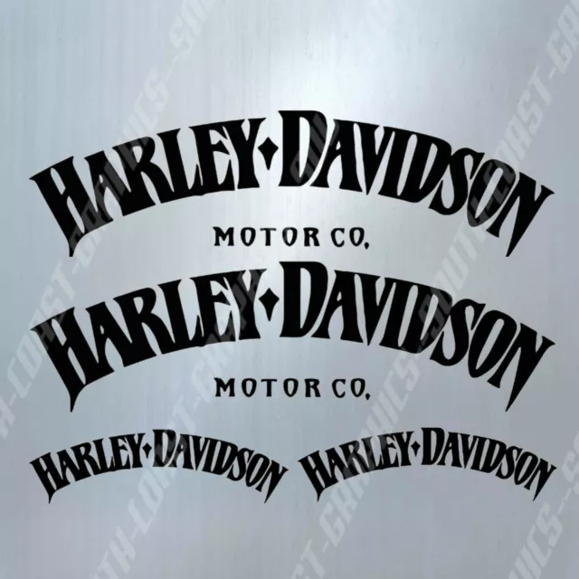 4 X HARLEY DAVIDSON Decal Set IN MATT BLACK Motorcycle Stickers Tank Helmet