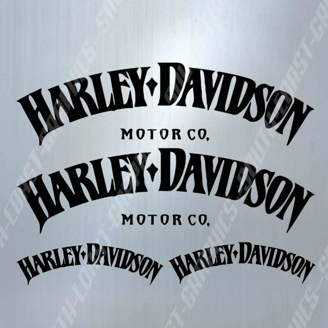 4 X HARLEY DAVIDSON Decal Set IN MATT BLACK Motorcycle Stickers Tank Helmet