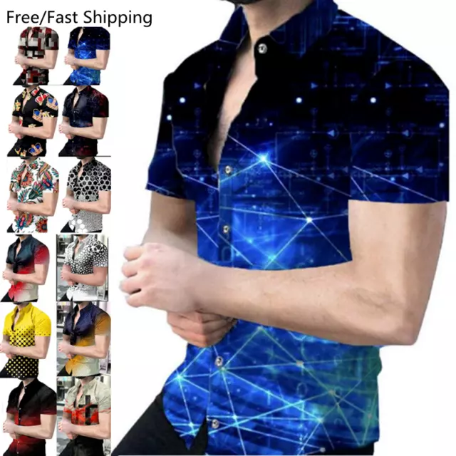 Fashion Mens Shirt Slim Fit Formal Casual Shirts Short Sleeve Button Down Tops