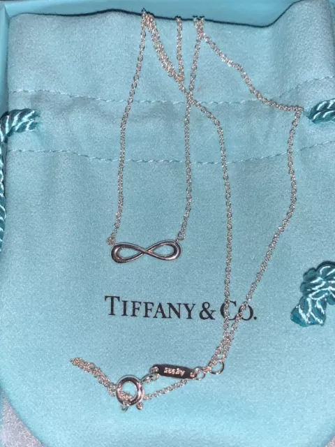 Tiffany & Co. Infinity Pendant Necklace .925 Sterling Silver w/ 17” Chain & Box