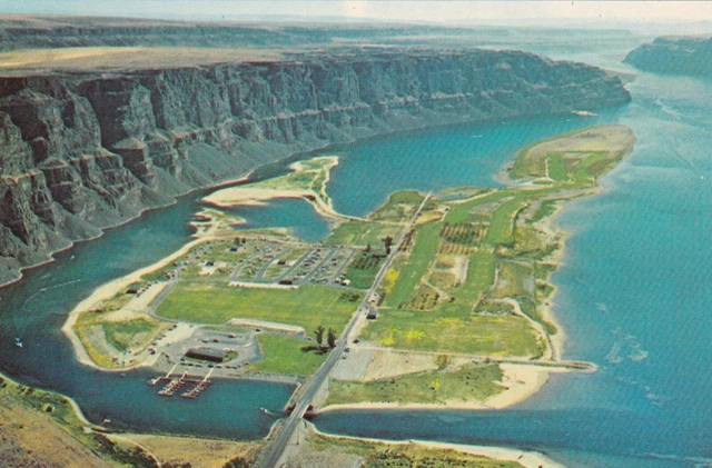 Crescent Bar Recreation Area near Quincy Washington Postcard 1960's