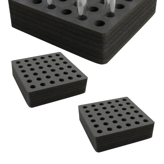 2 Test Tube Freezer Racks Black Foam Stand Transport Holds 36 Fits up to 16mm
